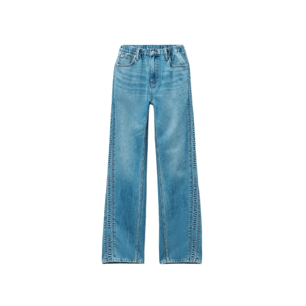 Alexander Wang Balloon Logo-Embossed Jean in Vintage Light Indigo | Luxury Shoes 