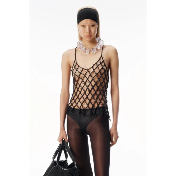 Alexander Wang Barbed Leather Tank in Black | Sleeveless | Luxury Shoes 