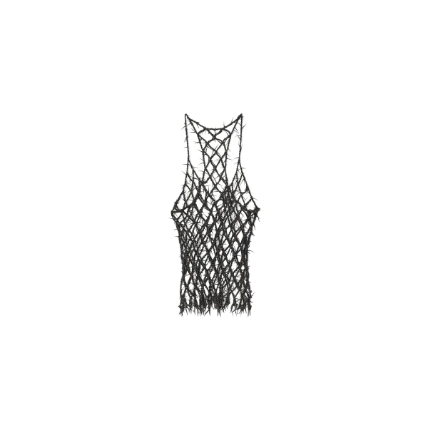 Barbed Leather Tank in Black