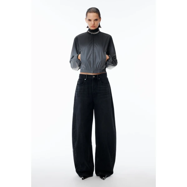 Alexander Wang Blow Up Crystal Hotfix Logo Pocket Jean in Grey Aged | Denim | Luxury Shoes 