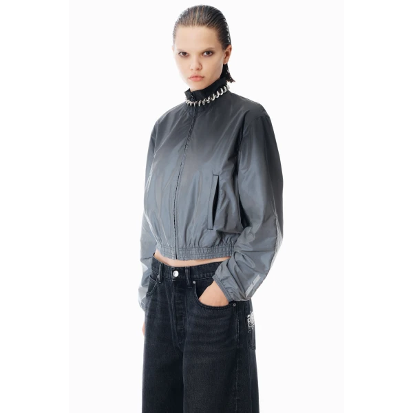 Alexander Wang Blow Up Crystal Hotfix Logo Pocket Jean in Grey Aged | Denim | Luxury Shoes 
