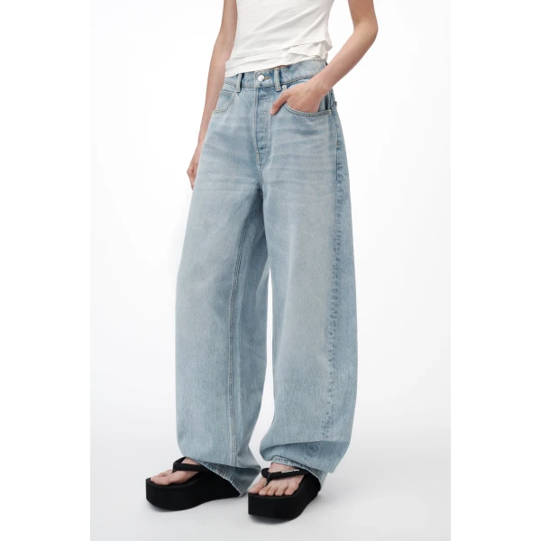 Alexander Wang Blow Up Crystal Hotfix Logo Pocket Jean in Light Bleach | Denim | Luxury Shoes 