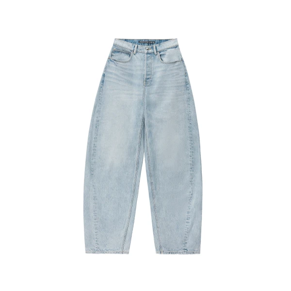 Alexander Wang Blow Up Crystal Hotfix Logo Pocket Jean in Light Bleach | Luxury Shoes 