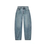 Alexander Wang Blow Up Crystal Hotfix Logo Pocket Jean in Vintage Light Indigo | Luxury Shoes 