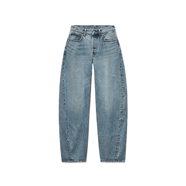 Alexander Wang Blow Up Crystal Hotfix Logo Pocket Jean in Vintage Light Indigo | Luxury Shoes 
