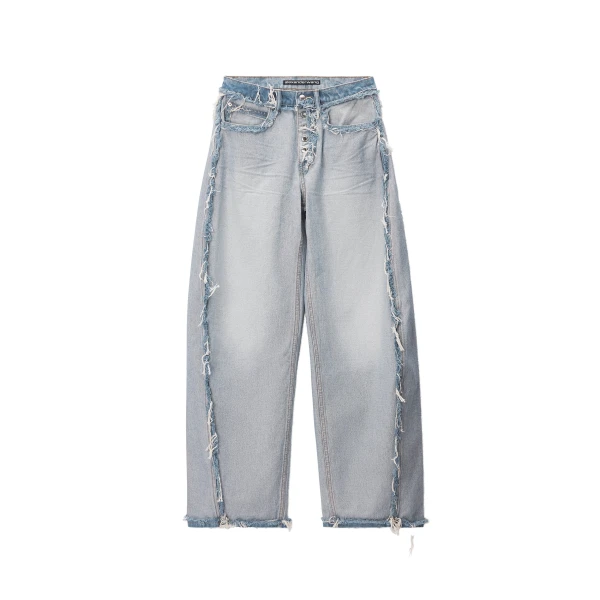 Alexander Wang Blow Up Logo-Embossed Mid-Rise Inverted Jean in Inverted Bleach Blue | Luxury Shoes 