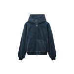 Alexander Wang Brushed Denim Oversized Hoodie in Ink Blue | Luxury Shoes 