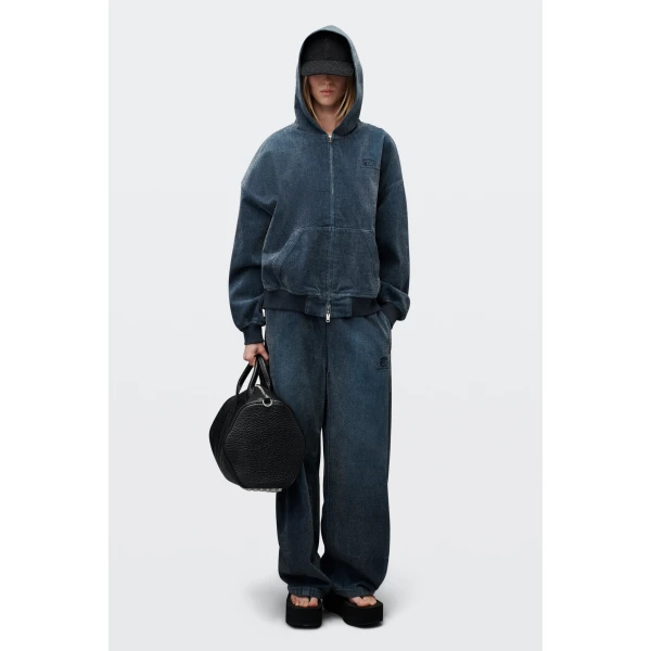 Alexander Wang Brushed Denim Oversized Hoodie in Ink Blue | Hoodies | Luxury Shoes 