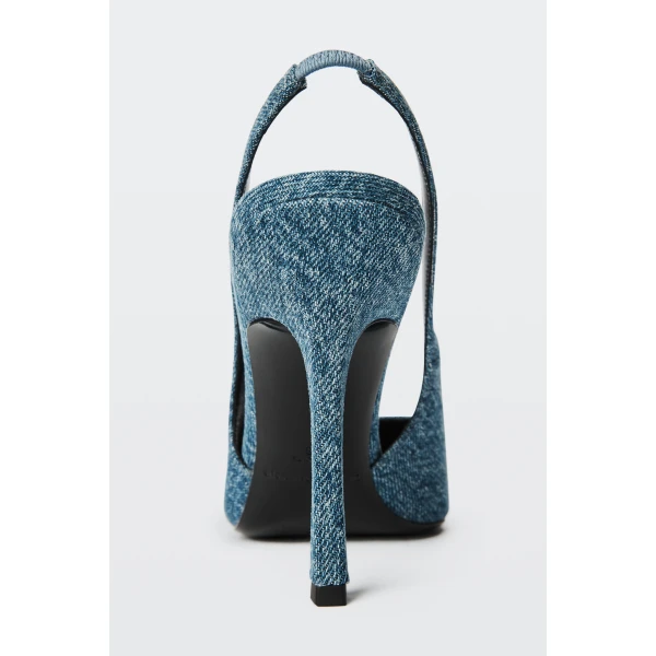Alexander Wang Buffy 105mm Denim Slingback Pump in Blue | Heels | Luxury Shoes 