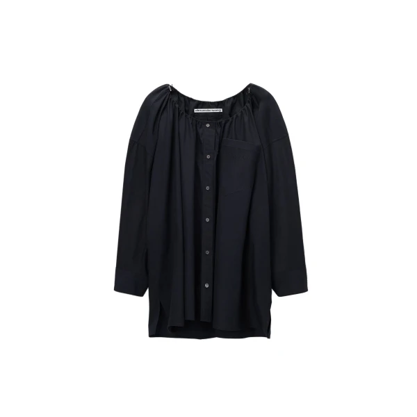 Alexander Wang Bungee Scoop Neck Mini Shirt Dress in Black | Luxury Shoes 