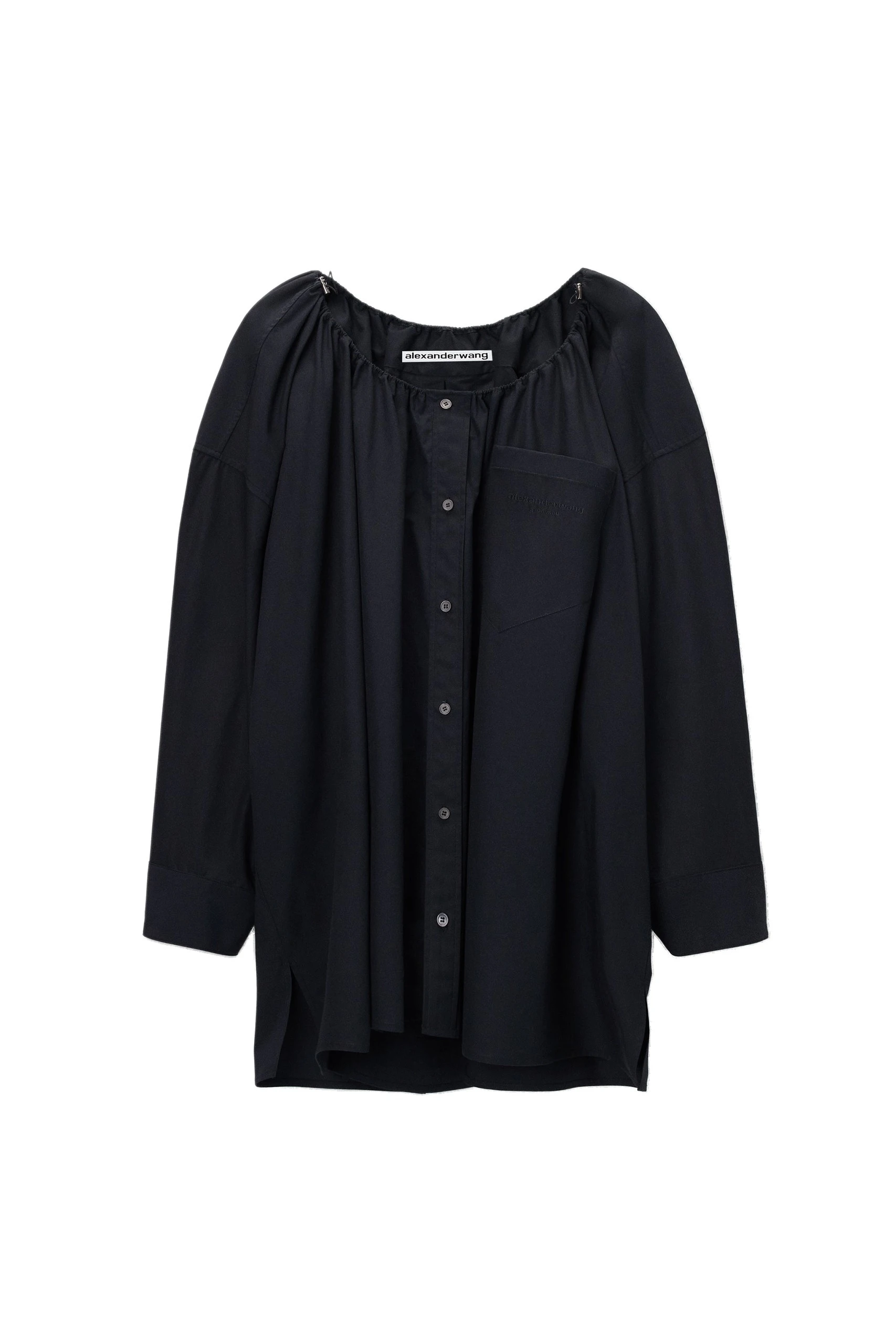 Alexander Wang Bungee Scoop Neck Mini Shirt Dress in Black Alexander Wang Bungee Scoop Neck Mini Shirt Dress in Black | Luxury Shoes