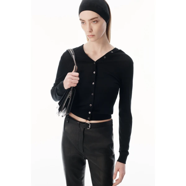 Alexander Wang Button-Front Cardigan in Black | Cardigan | Luxury Shoes 