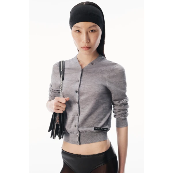 Alexander Wang Button-Front Cardigan in Heather Grey | Cardigan | Luxury Shoes 
