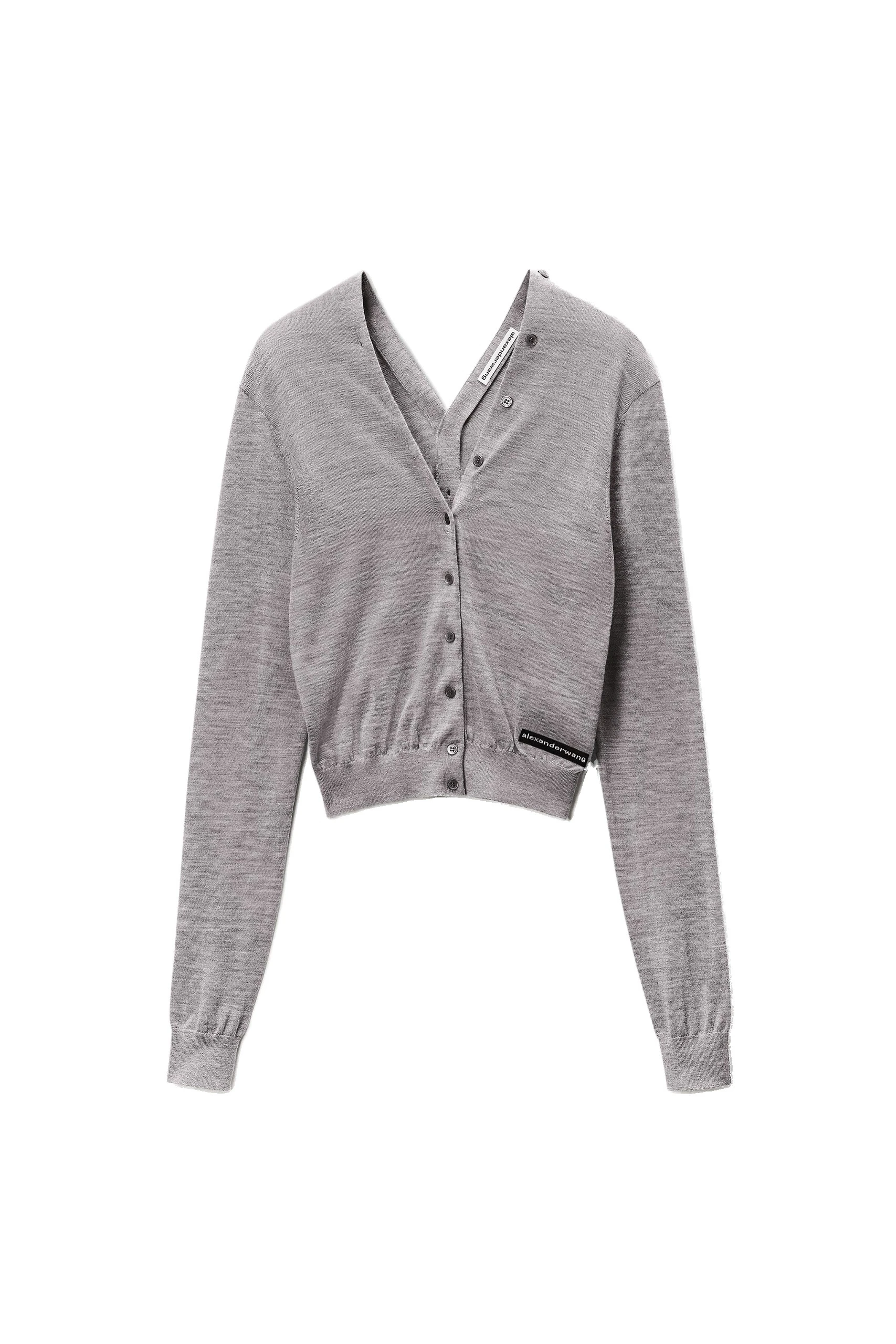 Alexander Wang Button-Front Cardigan in Heather Grey Alexander Wang Button-Front Cardigan in Heather Grey | Luxury Shoes