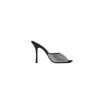 Alexander Wang Cher 105mm Crystal Hotfix Mule in Black and Silver | Luxury Shoes 