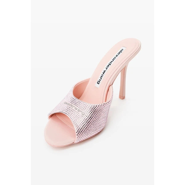 Alexander Wang Cher 105mm Crystal Hotfix Mule in Light Pink | Mules | Luxury Shoes 