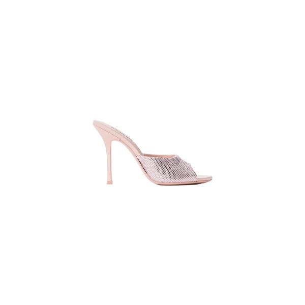 Alexander Wang Cher 105mm Crystal Hotfix Mule in Light Pink | Luxury Shoes 