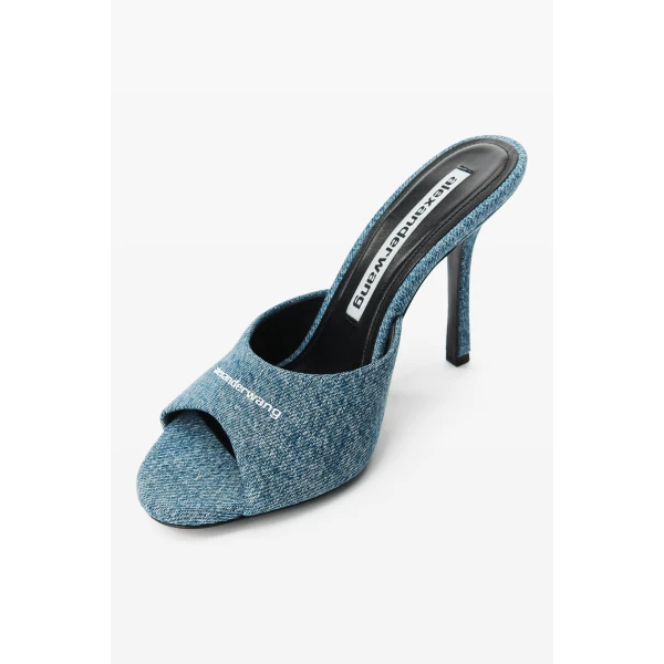 Alexander Wang Cher 105mm Denim Mule in Vintage Medium Indigo | Mules | Luxury Shoes 
