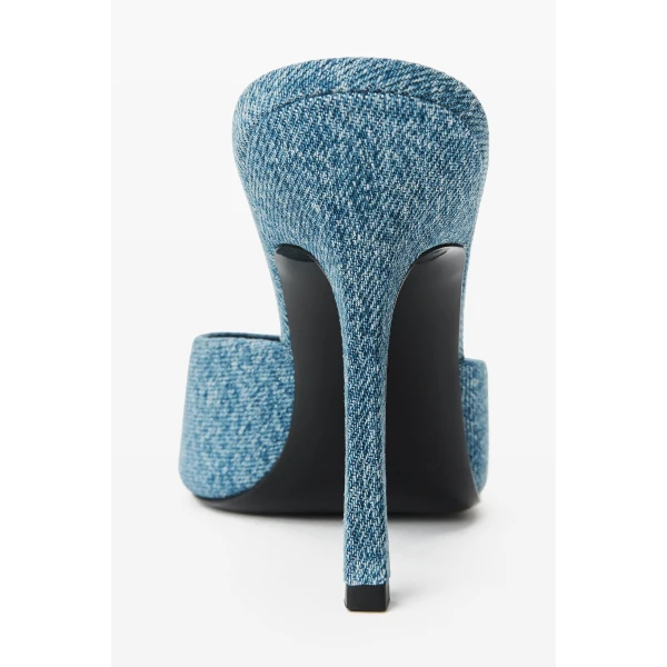 Alexander Wang Cher 105mm Denim Mule in Vintage Medium Indigo | Mules | Luxury Shoes 