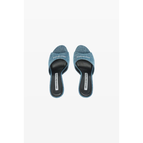 Alexander Wang Cher 105mm Denim Mule in Vintage Medium Indigo | Mules | Luxury Shoes 