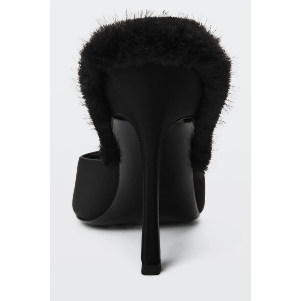 Alexander Wang Cher 105mm Faux Fur Mule in Black | Mules | Luxury Shoes 