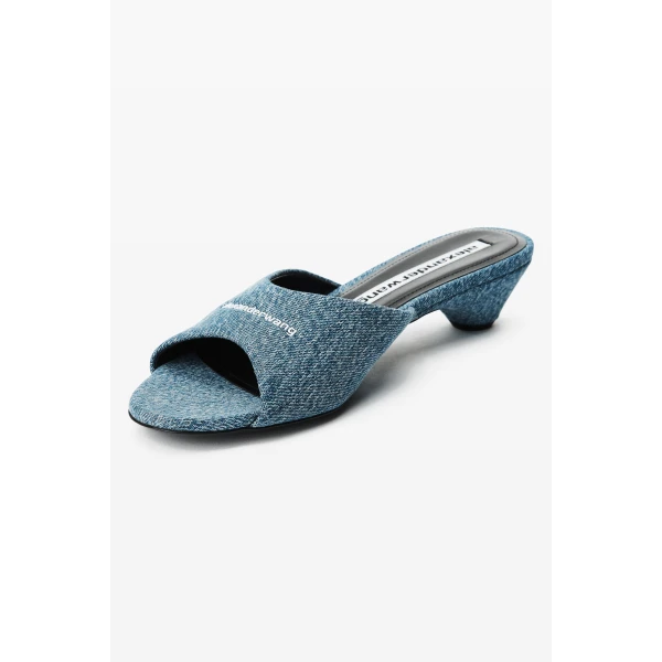 Alexander Wang Cher 35mm Kitten Mule in Blue | Mules | Luxury Shoes 