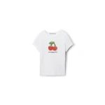 Alexander Wang Cherry Graphic Tee with Contrast Trim in White | Luxury Shoes 
