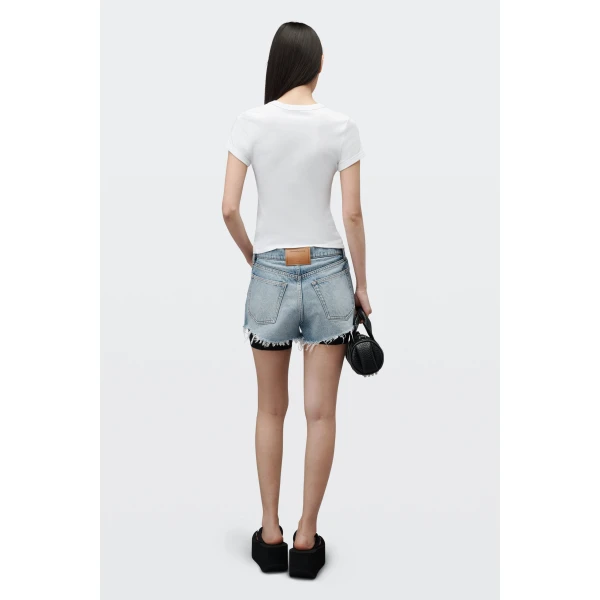 Alexander Wang Cherry Graphic Tee with Contrast Trim in White | T-shirts | Luxury Shoes 