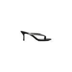 Alexander Wang Courtney 65mm Thong Logo Sandal in Black and Silver | Luxury Shoes 