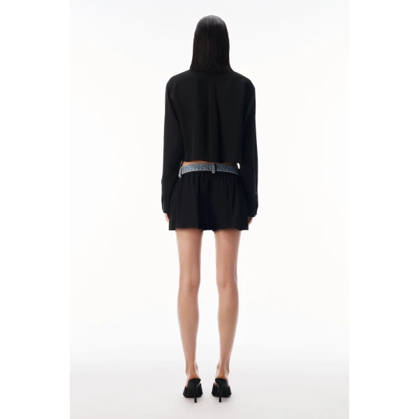 Alexander Wang Cropped Button-Down Shirt in Black | Shirts | Luxury Shoes 