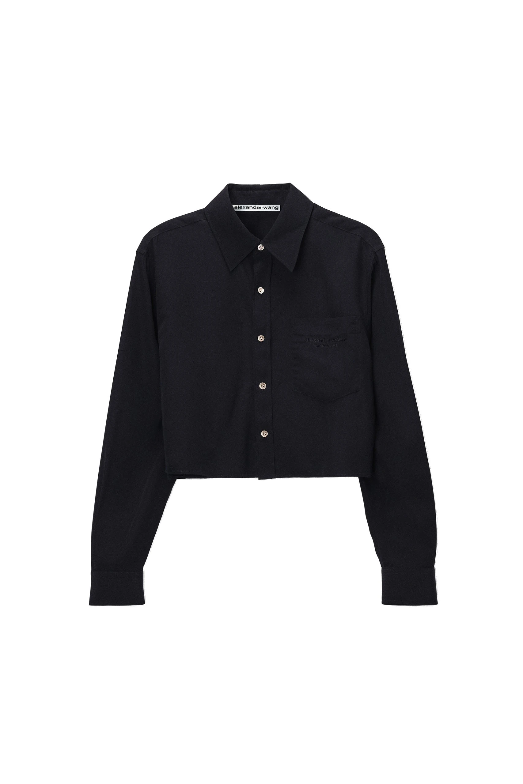 Alexander Wang Cropped Button-Down Shirt in Black Alexander Wang Cropped Button-Down Shirt in Black | Luxury Shoes