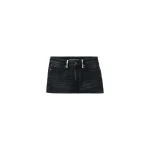 Alexander Wang Crystal Hotfix Belt Loop Denim Mini Skort in Grey Aged | Luxury Shoes 