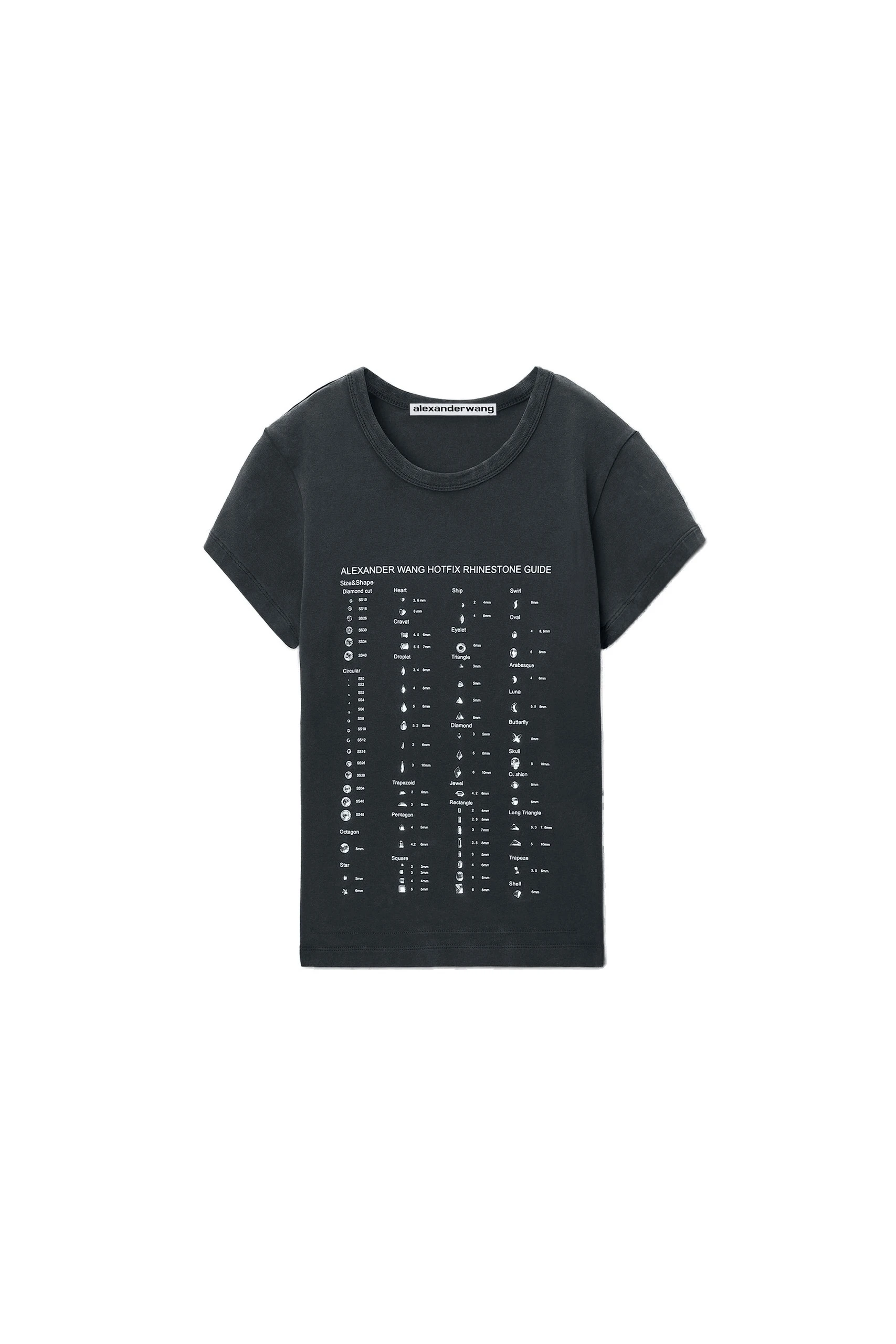 Alexander Wang Crystal Hotfix Card Graphic Fitted Tee in Washed Black Alexander Wang Crystal Hotfix Card Graphic Fitted Tee in Washed Black | Luxury Shoes