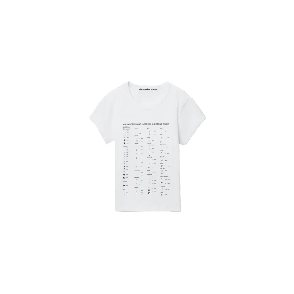 Alexander Wang Crystal Hotfix Card Graphic Fitted Tee in White | Luxury Shoes 