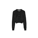 Alexander Wang Crystal Hotfix Cropped Cardigan in Black | Luxury Shoes 
