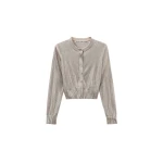 Alexander Wang Crystal Hotfix Cropped Cardigan in Champagne | Luxury Shoes 