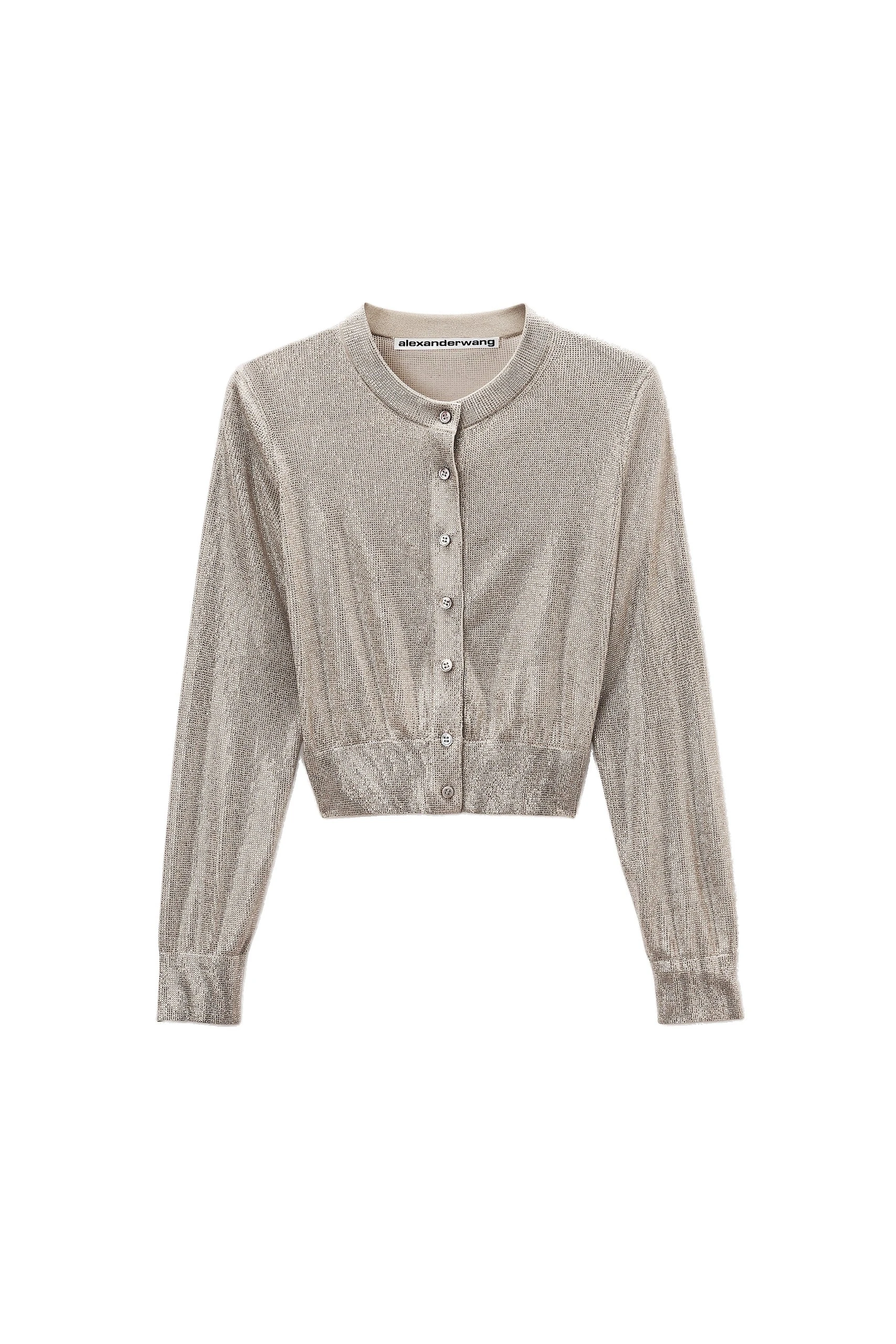 Alexander Wang Crystal Hotfix Cropped Cardigan in Champagne Alexander Wang Crystal Hotfix Cropped Cardigan in Champagne | Luxury Shoes