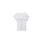 Alexander Wang Crystal Hotfix Cursive Logo Fitted Tee in White | Luxury Shoes 