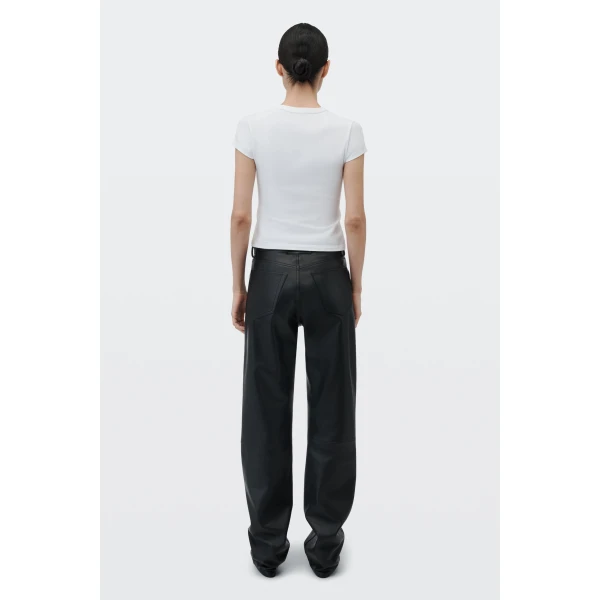 Alexander Wang Crystal Hotfix Cursive Logo Fitted Tee in White | T-shirts | Luxury Shoes 
