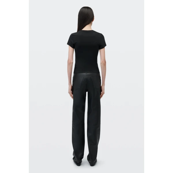 Alexander Wang Crystal Hotfix Daddy Graphic Fitted Tee in Black | T-shirts | Luxury Shoes 