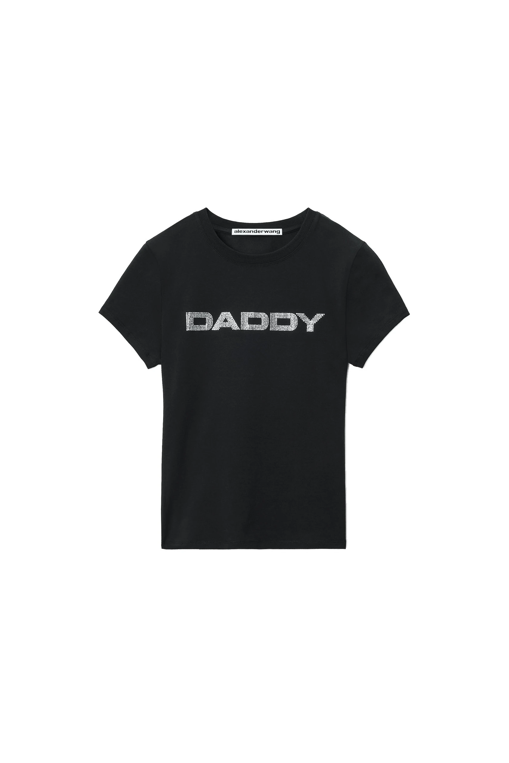 Alexander Wang Crystal Hotfix Daddy Graphic Fitted Tee in Black Alexander Wang Crystal Hotfix Daddy Graphic Fitted Tee in Black | Luxury Shoes