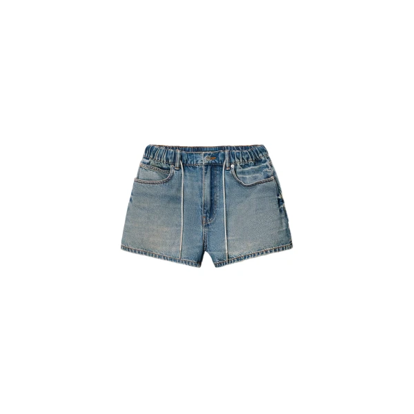 Alexander Wang Crystal Hotfix Drawcord Short in Tinted Medium Indigo | Luxury Shoes 