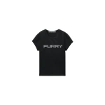 Alexander Wang Crystal Hotfix Furry Graphic Fitted Tee in Black | Luxury Shoes 