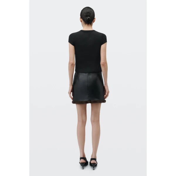 Alexander Wang Crystal Hotfix Furry Graphic Fitted Tee in Black | T-shirts | Luxury Shoes 