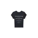 Alexander Wang Crystal Hotfix Gradient Logo Fitted Tee in Washed Black | Luxury Shoes 