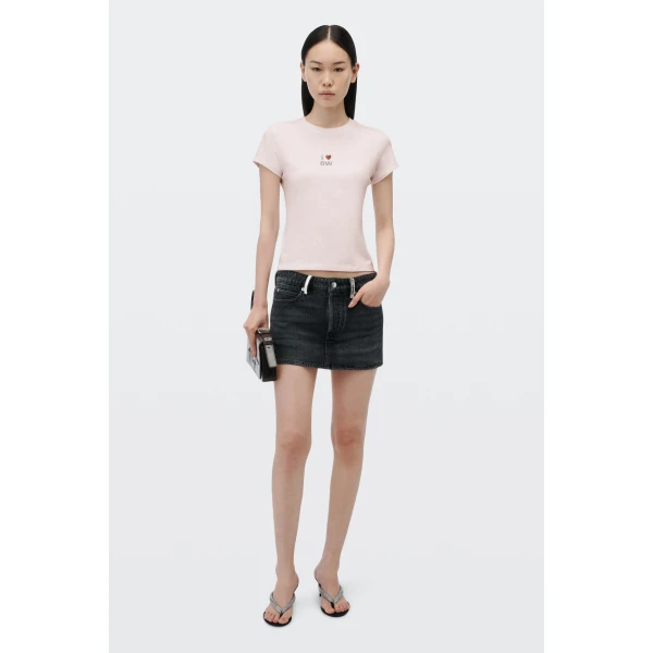 Alexander Wang Crystal Hotfix I Heart AW Tee in Light Pink | T-shirts | Luxury Shoes 