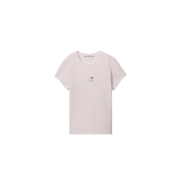 Alexander Wang Crystal Hotfix I Heart AW Tee in Light Pink | Luxury Shoes 