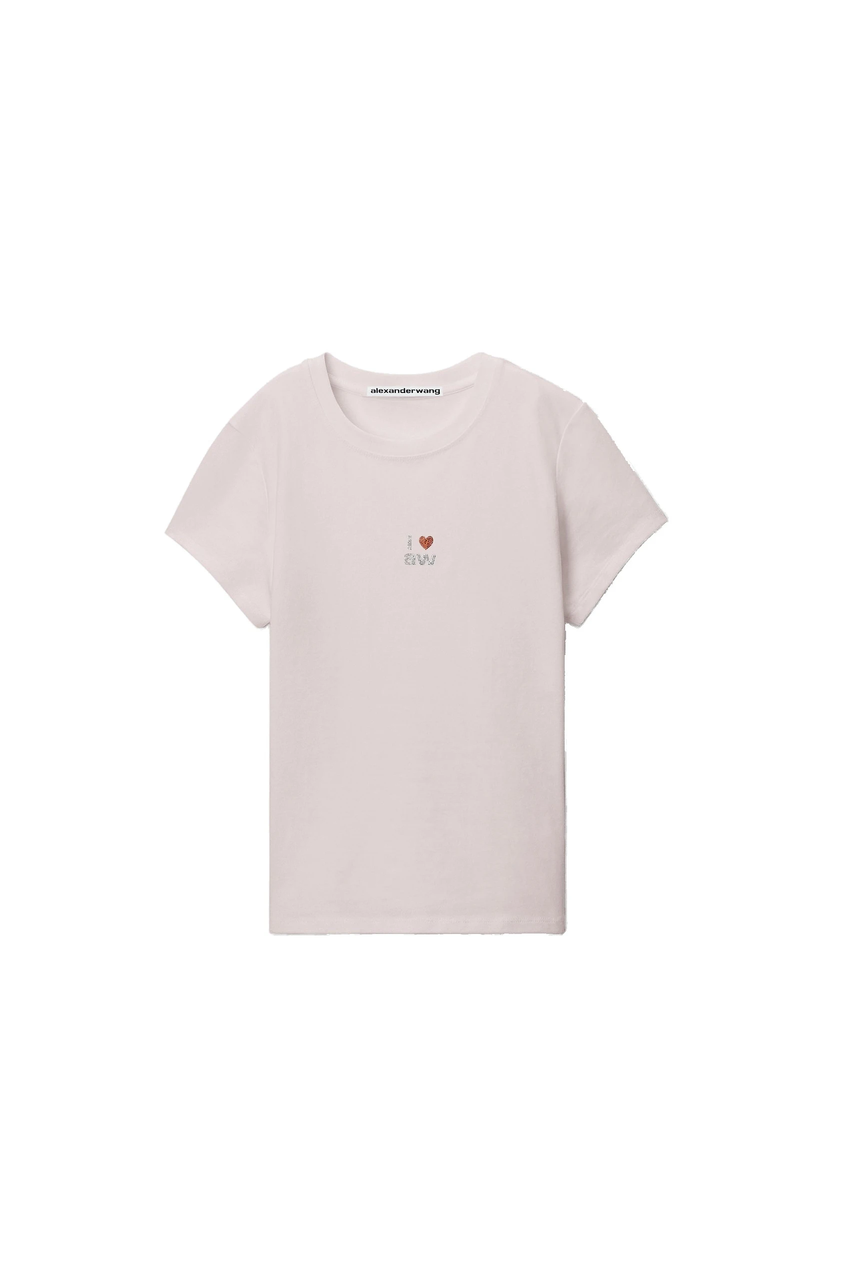 Alexander Wang Crystal Hotfix I Heart AW Tee in Light Pink Alexander Wang Crystal Hotfix I Heart AW Tee in Light Pink | Luxury Shoes