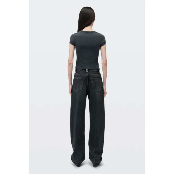 Alexander Wang Crystal Hotfix I Heart AW Tee in Washed Black | T-shirts | Luxury Shoes 