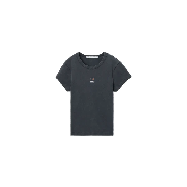 Alexander Wang Crystal Hotfix I Heart AW Tee in Washed Black | Luxury Shoes 